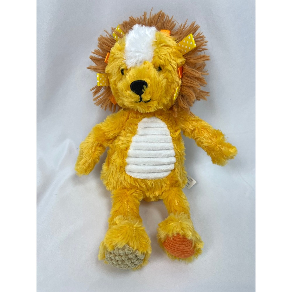 Make Believe Ideas Orange Lion Stuffed Animal Plush Rattle Texture 12" Ribbon